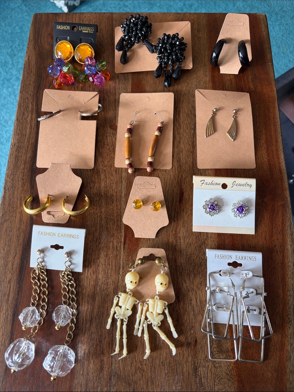 Assorted Women’s Vintage Fashion Earrings - Black, Gold, Yellow, Purple & More